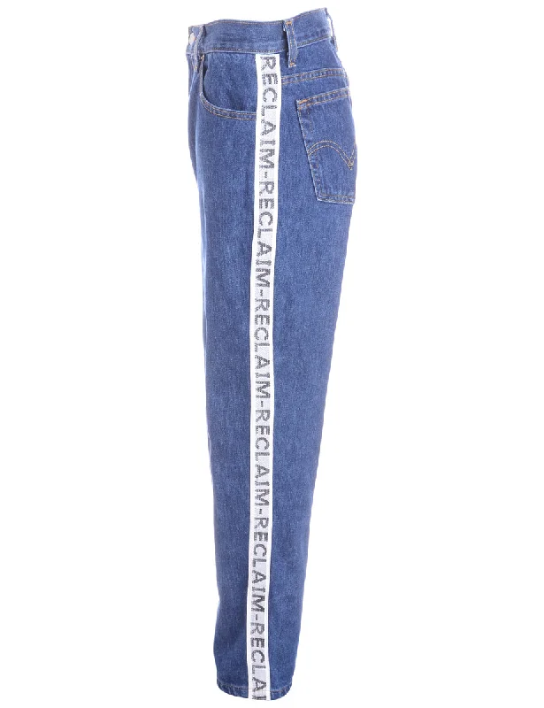 Label Ainsley Reclaim Side Tape Jeans Trendy Pleated Waist Jeans