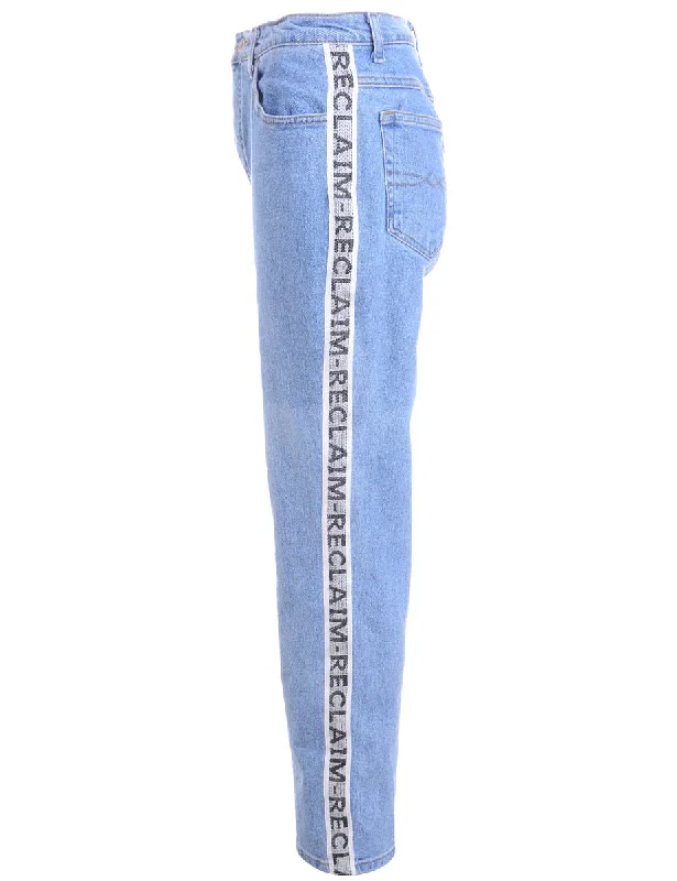 Label Ainsley Reclaim Side Tape Jeans Trendy Wide-Legged High-Waist Jeans