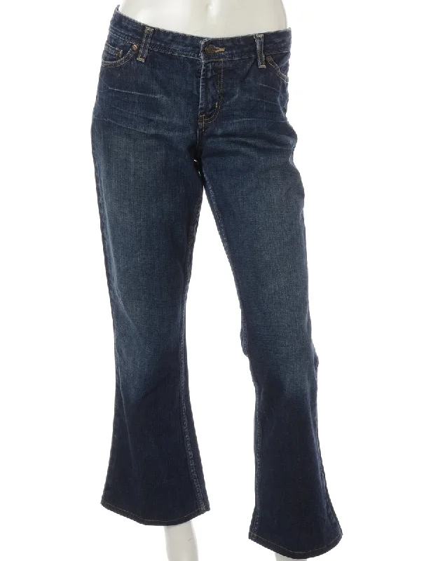 Label Ankle Graze Bootcut Jeans Trendy Cut-Off Denim Shorts