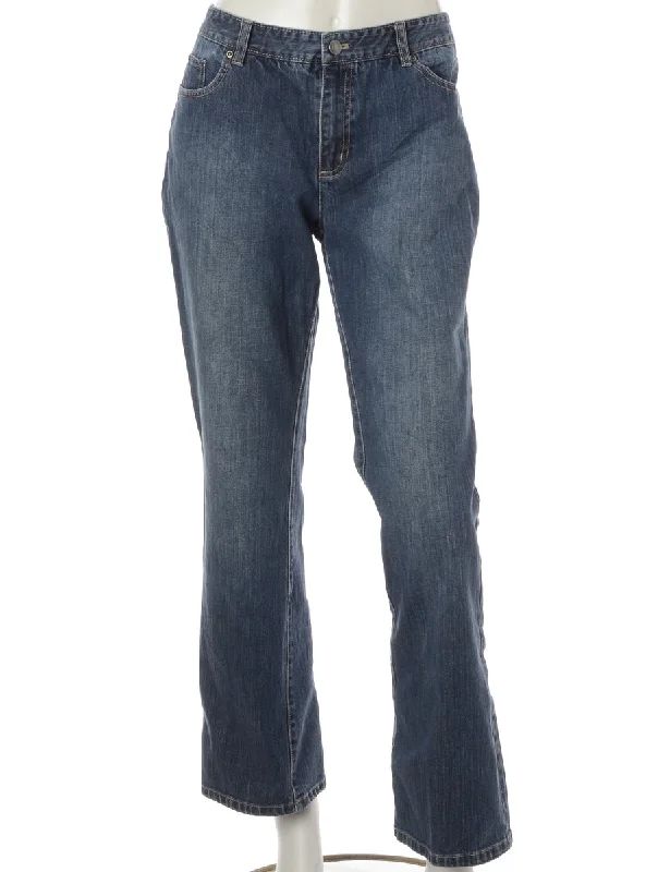 Label Ankle Graze Bootcut Jeans Comfortable Distressed Straight-Leg Jeans