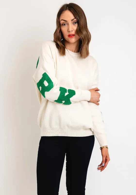 Serafina Collection One Size New York Graphic Sweater, Ecru Iron Safe Non-Iron Wrinkle Free Serafina Collection One Size New York Graphic Sweater, Ecru Iron Safe Non-Iron Wrinkle Free