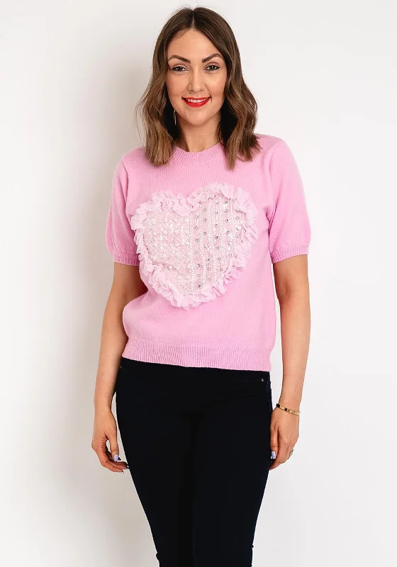 Serafina Collection One Size Tulle Heart Sweater, Fuchsia Herringbone Houndstooth Plaid Serafina Collection One Size Tulle Heart Sweater, Fuchsia Herringbone Houndstooth Plaid