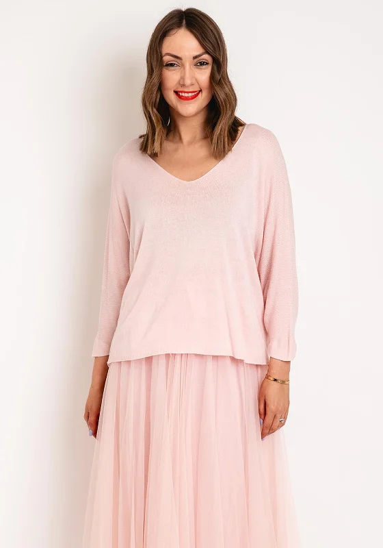 Serafina Collection One Size Fine Knit Sweater, Pink Spandex Rayon Corduroy