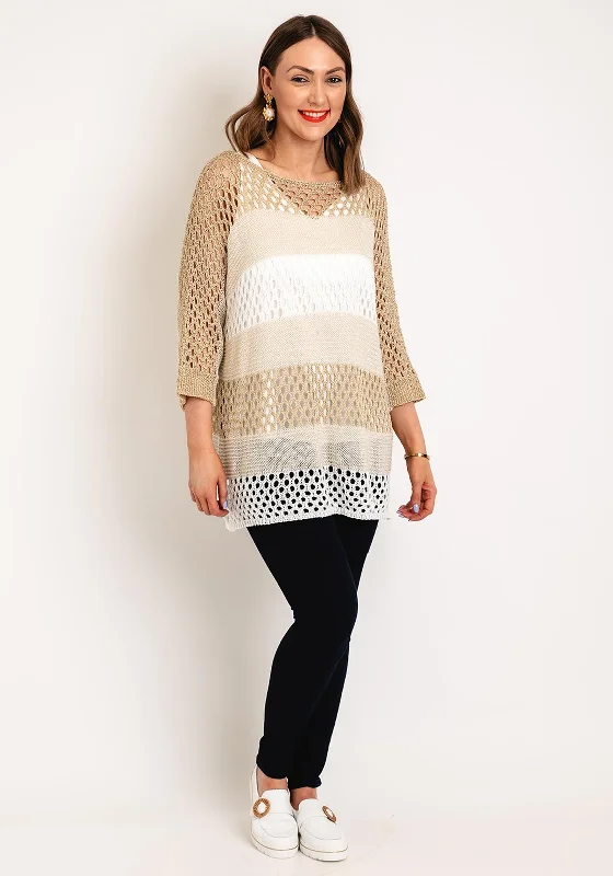 Serafina Collection One Size Ajour Knit Sweater, Gold Cable Knit Ribbed Knit Lace Knit Serafina Collection One Size Ajour Knit Sweater, Gold Cable Knit Ribbed Knit Lace Knit