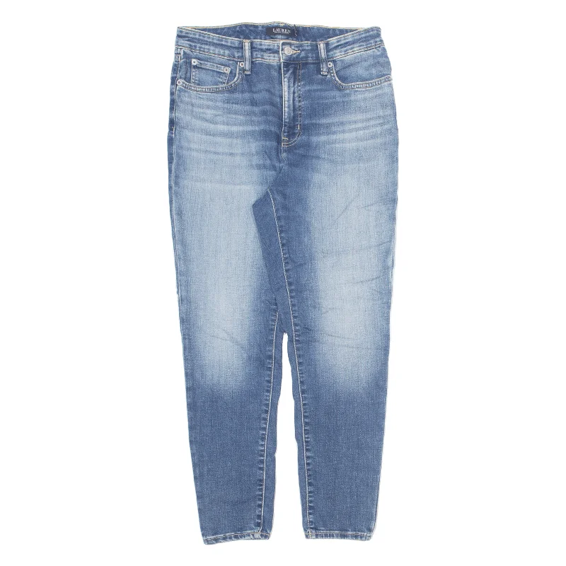 LAUREN RALPH LAUREN Jeans Blue Denim Regular Skinny Stone Wash Womens W30 L28 Trendy Patchwork Denim Jeans