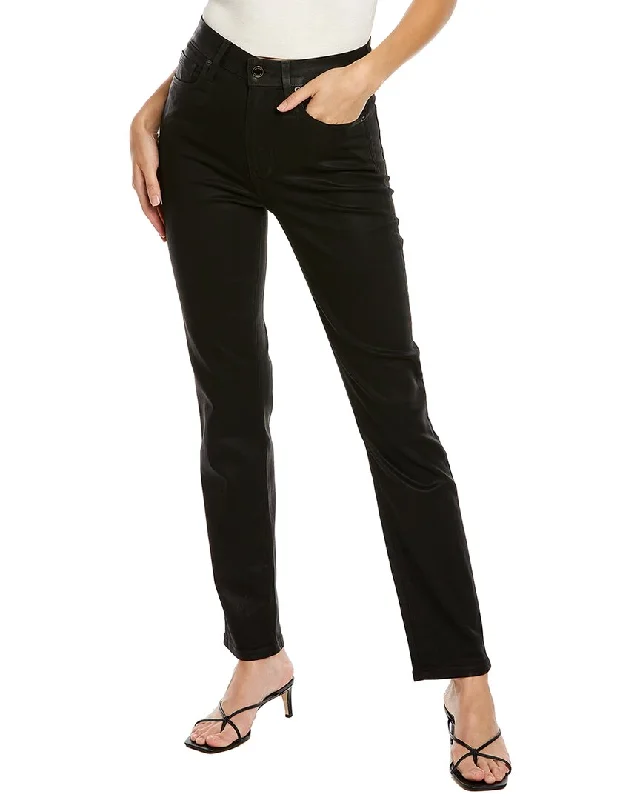 Le Jean Lara Black Coated High-Rise Slim Stovepipe Jean Comfortable Ankle Jeans