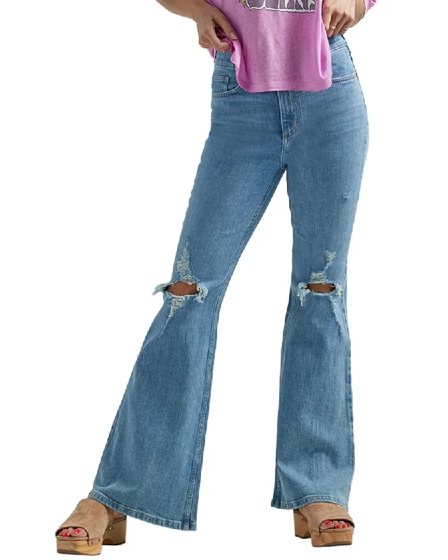 LEE Glacial Pace Dx High Rise Flare Jean Jean Comfortable Zip-Fly Denim Jeans