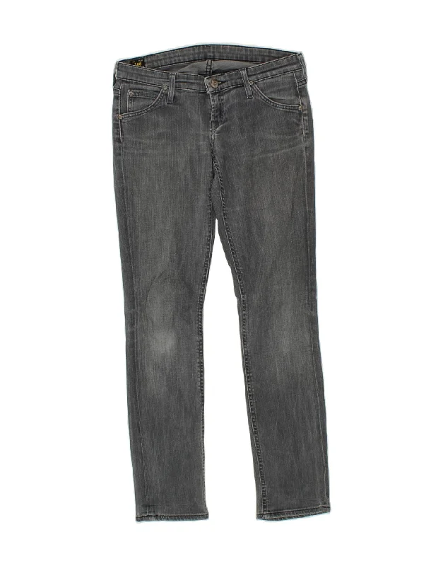 LEE Womens Lynn Narrow Slim Jeans W29 L33 Grey Cotton Fashionable Raw Edge Jeans