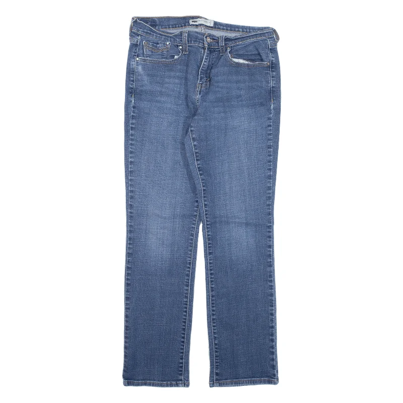 LEVI'S 505 Jeans Blue Denim Regular Straight Womens W29 L30 Fashionable Cropped Denim Jeans