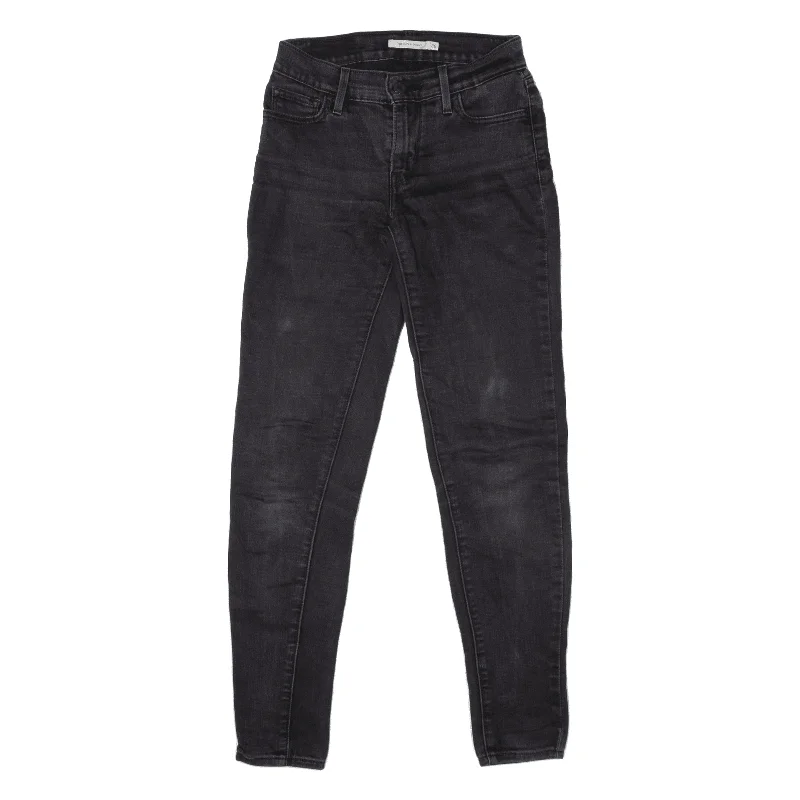LEVI'S 710 Jeans Black Denim Slim Skinny Womens W26 L28 Comfortable Faded High-Rise Jeans