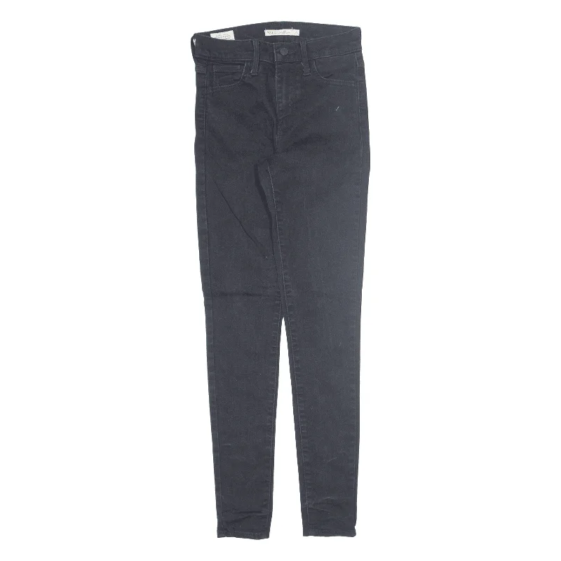 LEVI'S 720 High Rise BIG E Jeans Black Denim Slim Skinny Womens W25 L30 Stylish Bootcut Denim Jeans