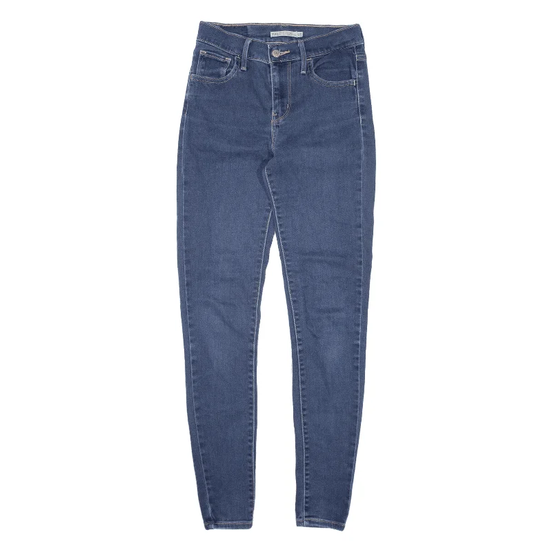 LEVI'S 720 High Rise Jeans Blue Denim Slim Straight Womens W25 L30 Comfortable Low-Rise Jeans