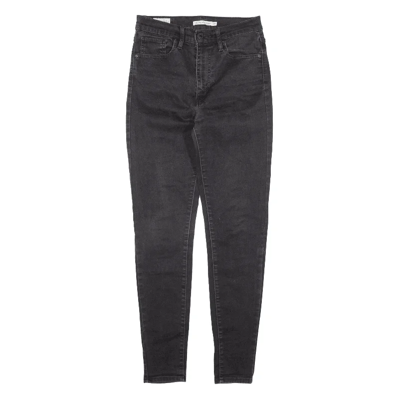LEVI'S Premium Big E Mile High Jeans Black Denim Slim Skinny Womens W27 L30 Trendy Bootcut High-Waisted Jeans