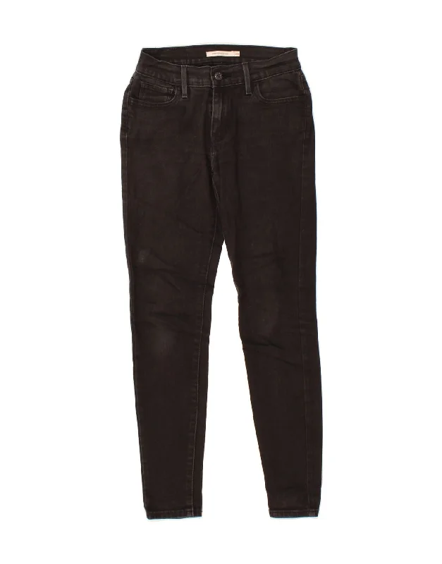 LEVI'S Womens 710 Super Skinny Jeans W26 L28 Black Cotton Elegant Tapered Leg Denim