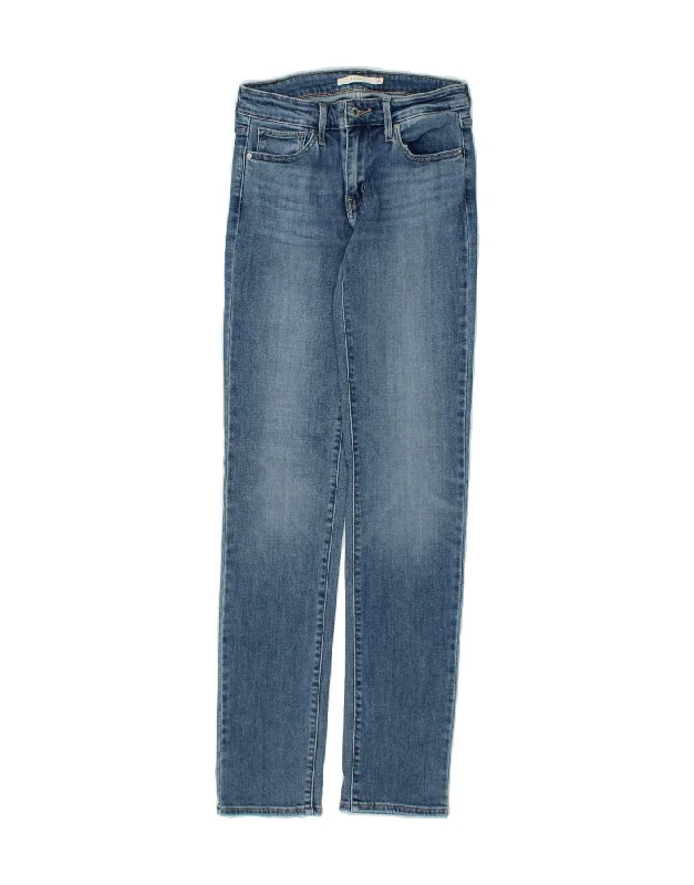 LEVI'S Womens 712 Slim Jeans W25 L32 Blue Cotton Fashionable Raw Hemmed Jeans