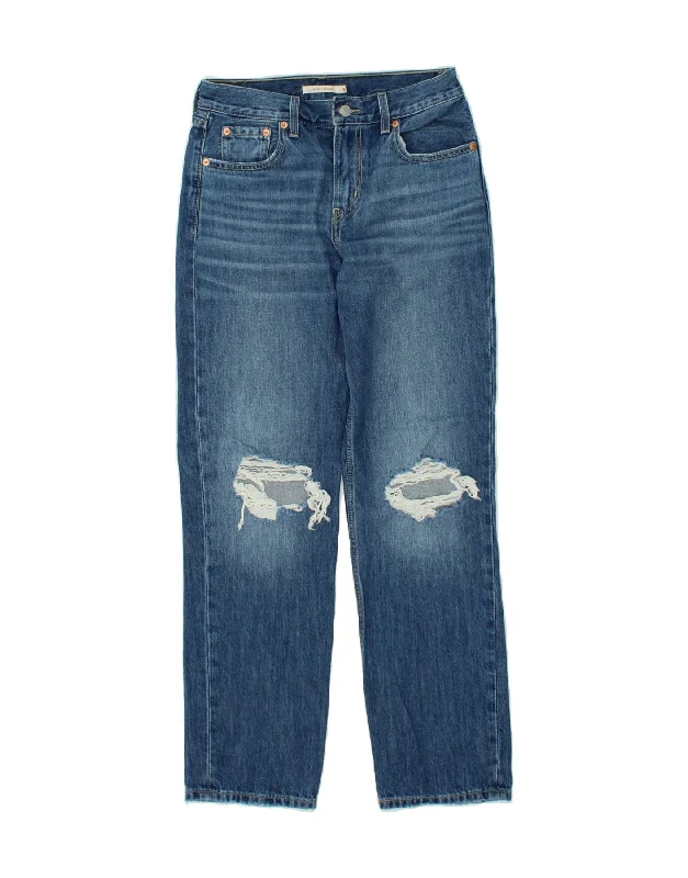 LEVI'S Womens Distressed Low Straight Jeans W26 L31 Blue Cotton Trendy Layered Pocket Jeans
