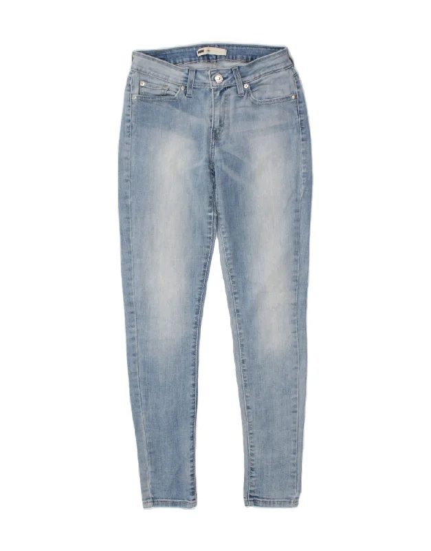 LEVI'S Womens Legging Skinny Jeans W29 L30 Blue Cotton Fashionable Raw Hemmed Jeans