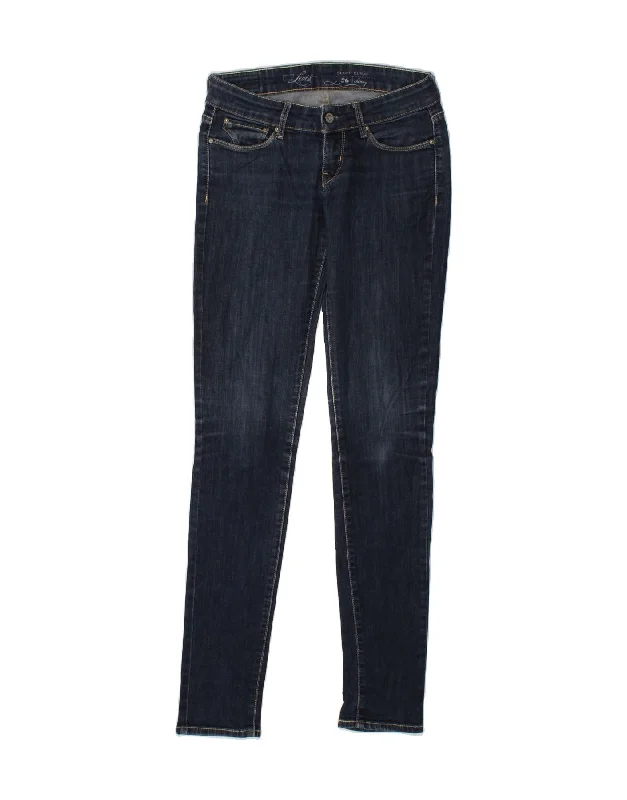 LEVI'S Womens Slight Curve Low Waist Skinny Jeans W26 L34 Navy Blue Cotton Comfortable Zip-Up Skinny Jeans