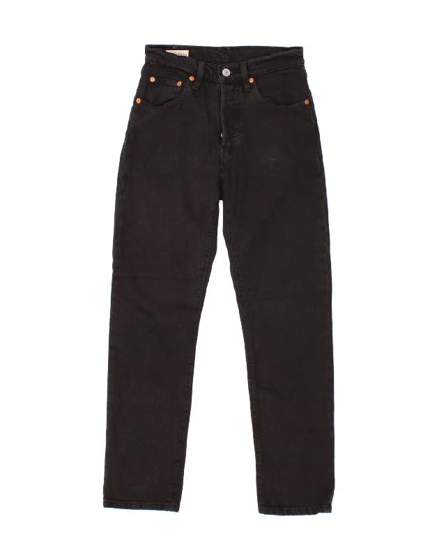 LEVI'S Womens Slim Jeans W24 L28  Black Cotton Comfortable Zip-Fly Denim Jeans