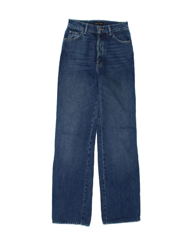 MASSIMO DUTTI Womens Wide Leg Jeans EU 34 2XS W25 L32  Blue Cotton Cozy Relaxed Fit Jeans