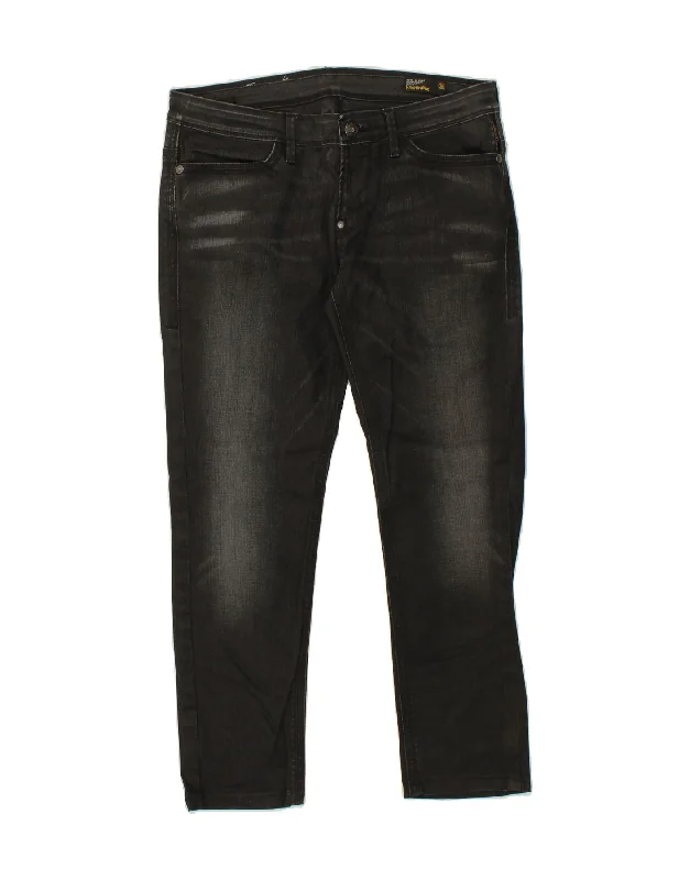MELTIN' POT Womens Slim Jeans W36 L27 Black Cotton Fashionable White Denim Jeans