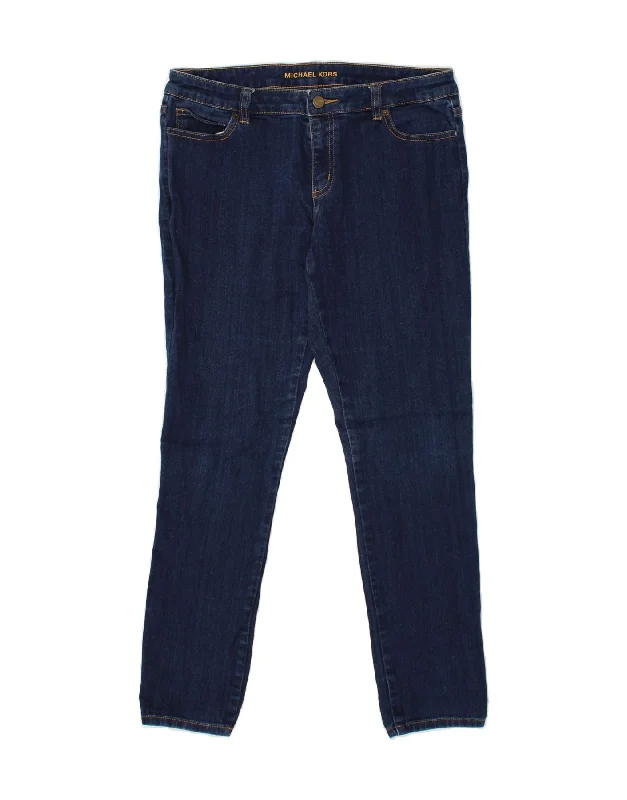 MICHAEL KORS Womens Skinny Jeans US 10 Large W32 L29 Navy Blue Cotton Comfortable Full-Length Denim Jeans