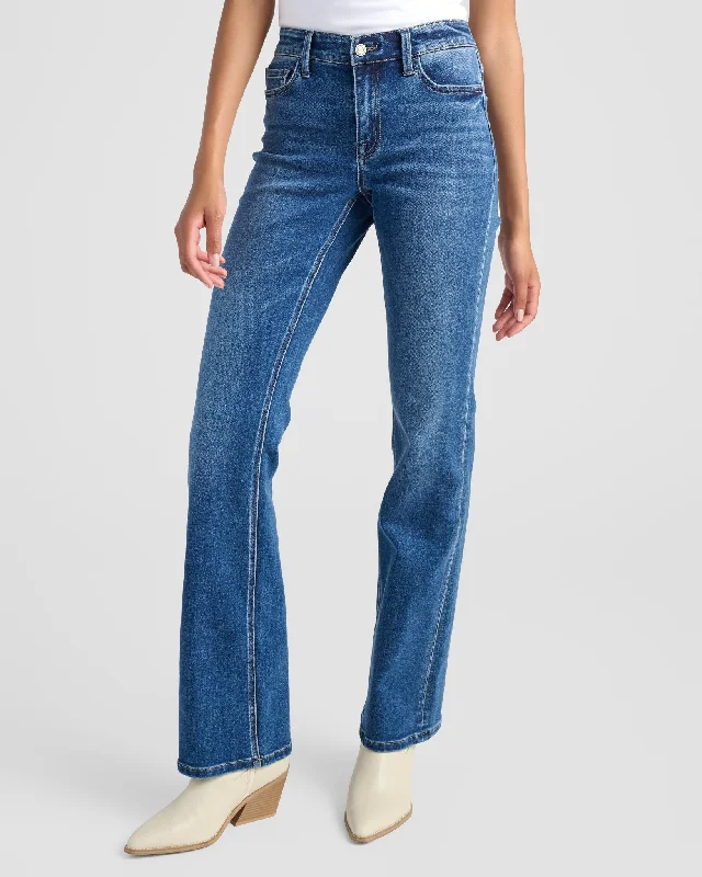 Mid Rise Relaxed Bootcut Jeans Elegant Dark-Wash Bootcut Jeans
