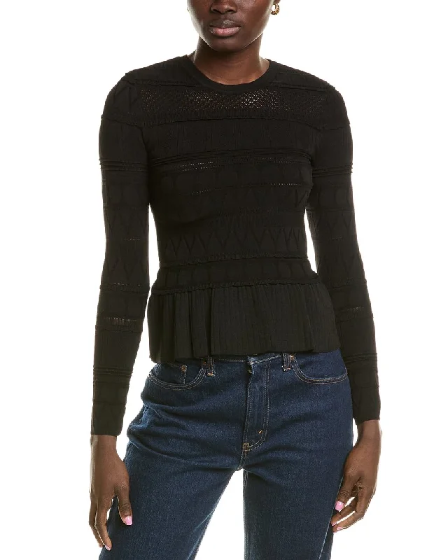 Milly Ruffle Sweater Seamless Knitted Crochet