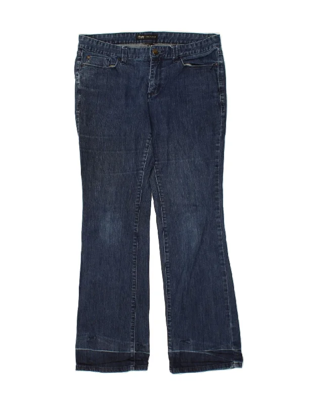 MOSSIMO Womens Bootcut Jeans W34 L31 Navy Blue Cotton Casual Bootcut Ripped Jeans