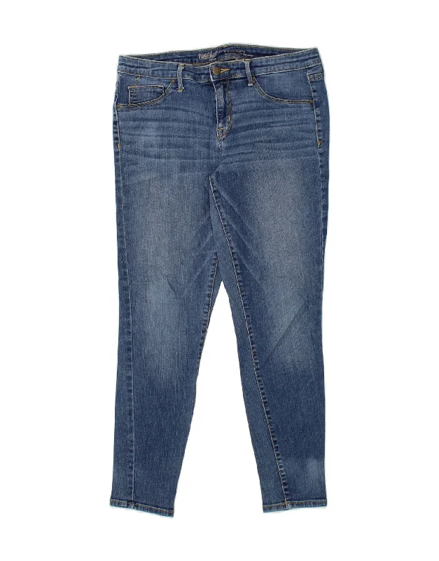 MOSSIMO Womens Mid Rise Jegging Jeans US 12 Large W31 L28 Blue Cotton Fashionable Distressed Jeans