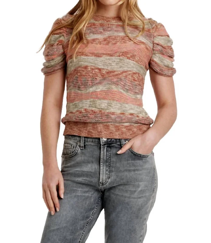 Nahla Sweater In Terra Stripe Cotton Fabric Linen Fabric Terry Fabric