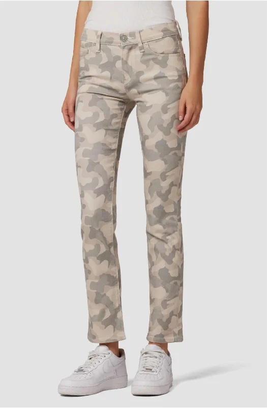 Nico Mid-Rise Straight Jean In Peyote Camo Chic Rolled Cuff Denim Jeans