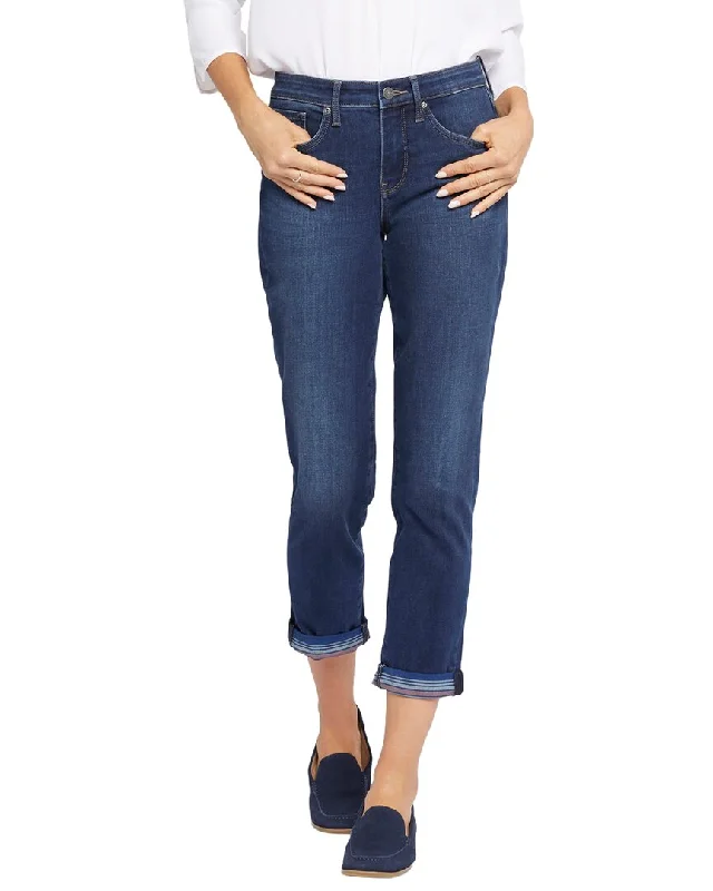 NYDJ Margot Blue Moon Girlfriend Jean Elegant Dark-Wash Bootcut Jeans