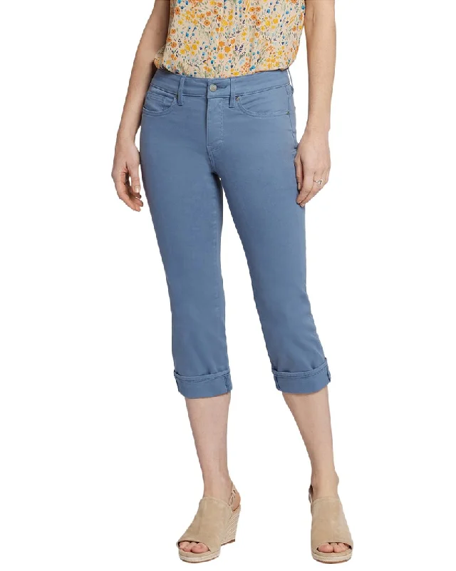 NYDJ Marilyn Blue Stone Crop Leg Jean Comfortable Stretch Fit Jeans