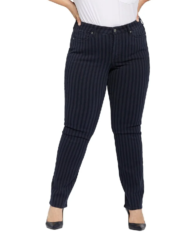 NYDJ Marilyn Straight Jean Stylish Shredded Denim Jeans