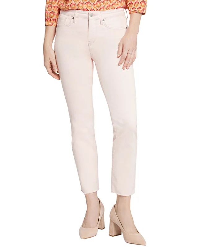 NYDJ Petite Sheri Carnation Ankle Jean Stylish Shredded Denim Jeans
