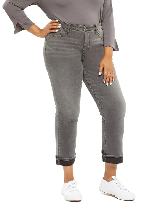 NYDJ Plus Barbara Castle Hill Ankle Jean Fashionable Raw Edge Jeans