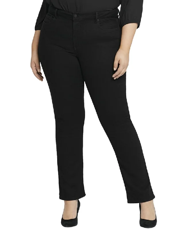 NYDJ Plus Marilyn Black Straight Leg Jean Elegant Skinny Leg Jeans
