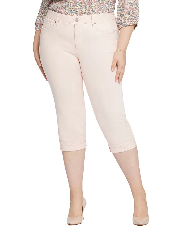 NYDJ Plus Marilyn Crop Pink Dusk Jean Fashionable Frayed Hem Denim