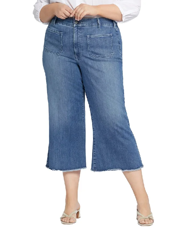 NYDJ Plus Patchie Major Wide Leg Capri Compass Jean Comfortable Boyfriend Jeans