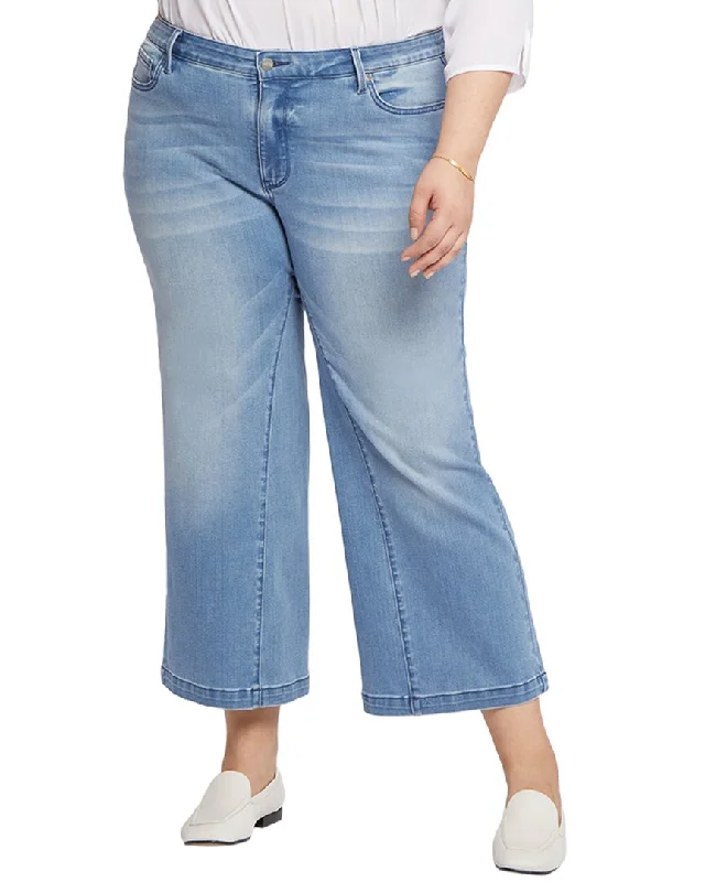 NYDJ Plus Teresa Everly Wide Leg Jean Comfortable Distressed Straight-Leg Jeans