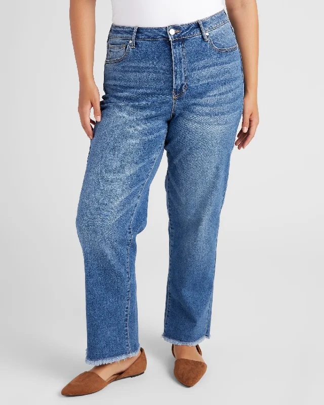 Plus Size Olivia High Rise Straight Leg Jeans Casual Distressed Skinny Jeans
