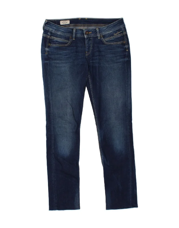 PEPE JEANS Womens Regular Slim Jeans W29 L29 Navy Blue Cotton Comfortable Flare Leg Jeans