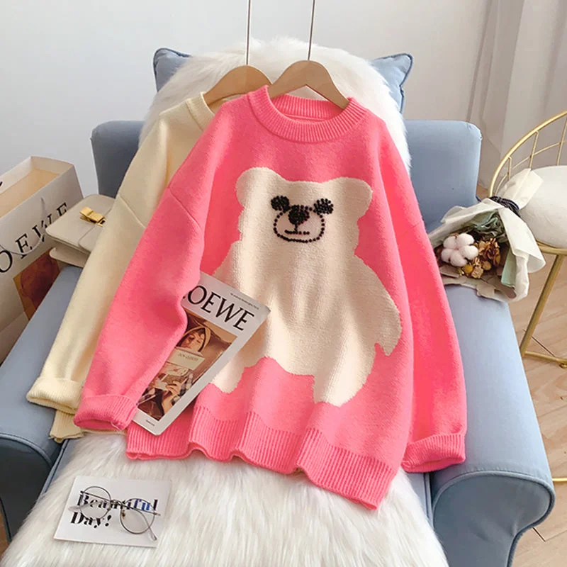 Pink cute bear sweater women's sweet sweater top 4930 Hooded Sweater Collared Sweater Shawl Collar Pink cute bear sweater women's sweet sweater top 4930 Hooded Sweater Collared Sweater Shawl Collar