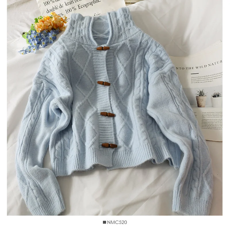 Plaid linen Lapel Long Sleeve Sweater Top  1897 Ribbed Striped Patterned