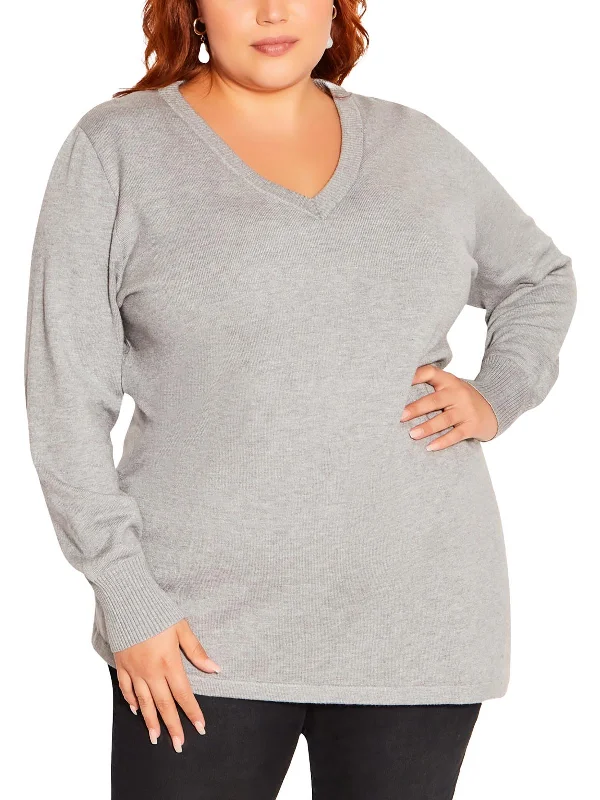 Plus Womens Ribbed Trim Stretch V-Neck Sweater Chenille Fabric Brocade Fabric Lace Fabric Plus Womens Ribbed Trim Stretch V-Neck Sweater Chenille Fabric Brocade Fabric Lace Fabric
