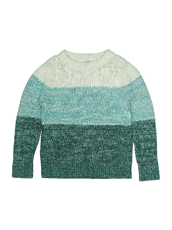 Pullover Sweater Solid Color Striped Floral Print