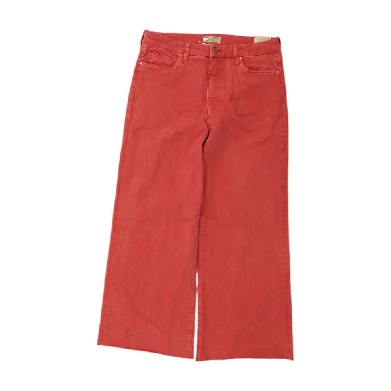 Red Solid High Rise Wide Leg Jeans Stylish Cargo Style Jeans