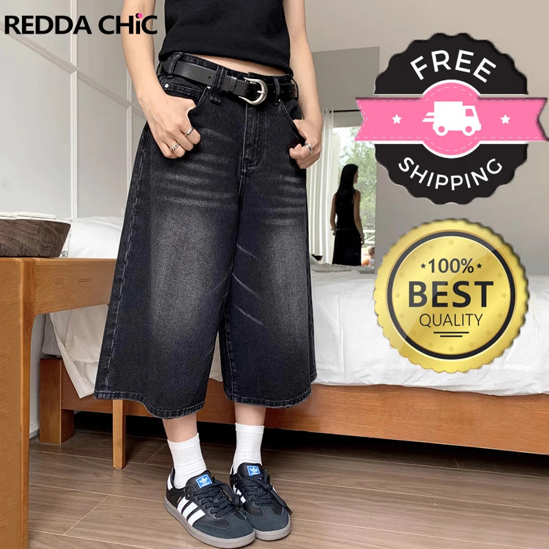 Retro Y2k Baggy Jorts Women Men Whiskers Black Jeans Cozy Tencel Blend Denim Jeans