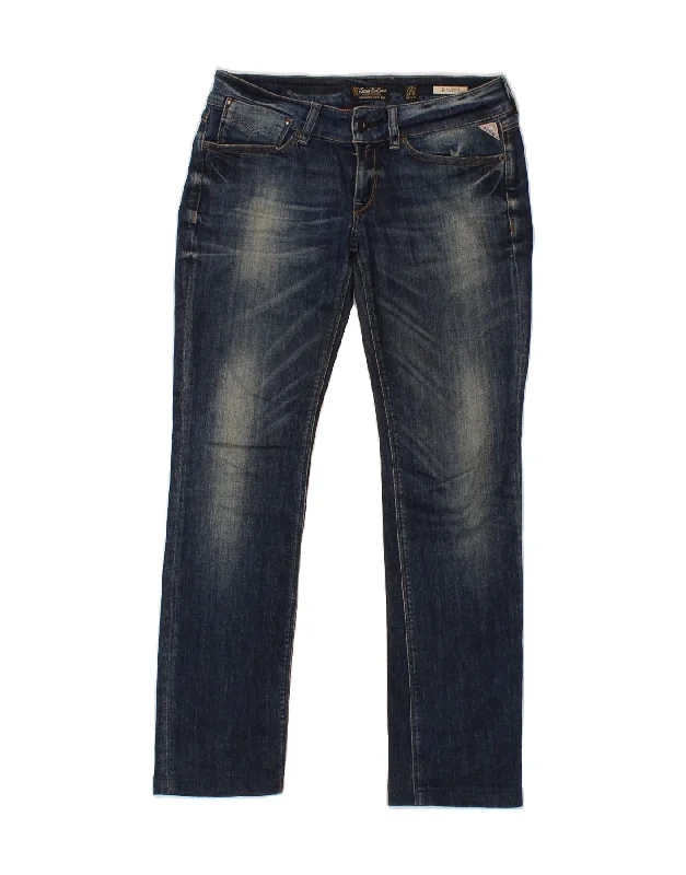 REPLAY Womens Jennpez Low Waist Slim Jeans W27 L27 Navy Blue Cotton Fashionable Button-Front Jeans REPLAY Womens Jennpez Low Waist Slim Jeans W27 L27 Navy Blue Cotton Fashionable Button-Front Jeans